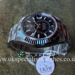 UK Specialist Watches have a 2017 stainless steel new model sky-dwelller with a black dial.