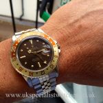 UK Specialist Watches have a full set vintage Rolex GMT Master Root Beer with the rare Nipple Dial-16753 dated from 1982