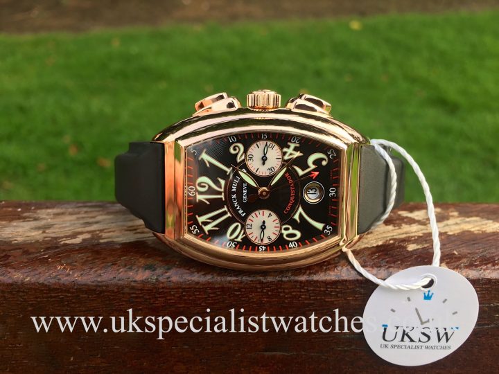 UK Specialist Watches have an 18ct Rose Gold Franck Muller conquistador 8005cc Chronograph with box and papers.