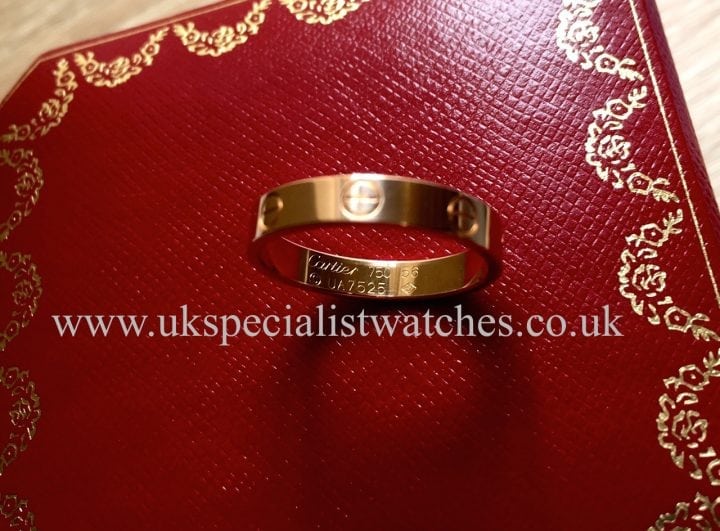 UK Specialist Watches have the beautiful Cartier Rose Gold Love Ring - Size 56 -