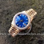 UK Specialist Watches have a wonderful Rolex Lady Datejust 18ct Gold president with a Diamond set bezel