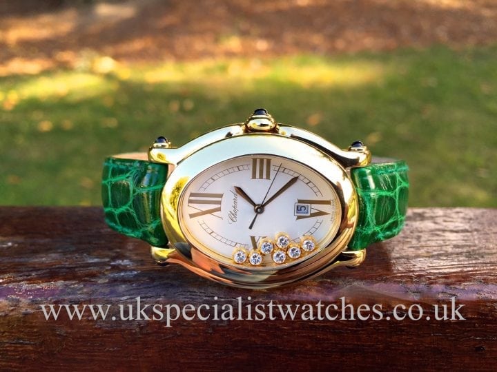 UK Specialist Watches have a beautiful ladies Chopard Happy Sport 18ct Gold & Diamonds 27/7000-23