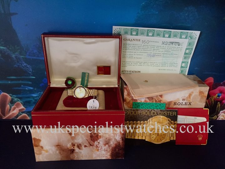 UK Specialist Watches have an 18ct Gold Ladies Datejust President 69178 - Full set 1993.