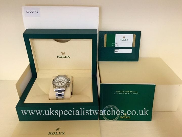 UK specialist watches have a brand new fully stickered white dial Rolex Daytona Cosmograph White Dial - New Unused - 16520