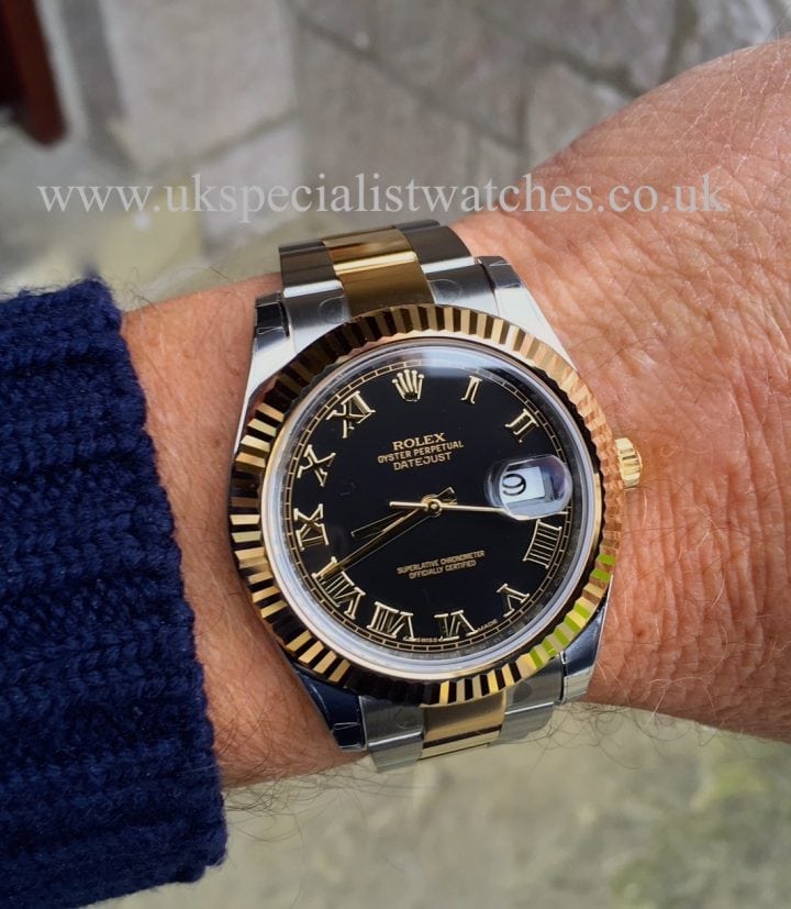 UK Specialist Watches have brand new unworn Rolex Datejust II Gold & Steel - Black Dial - 116333
