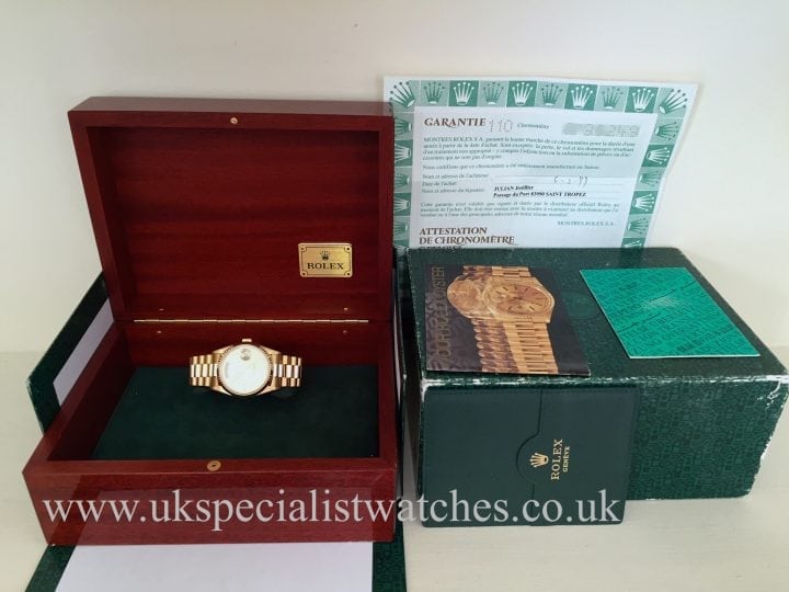 UK Specialist Watches have a stunning Rolex DayDate President with a factory Diamond & baguette Dial - 18238