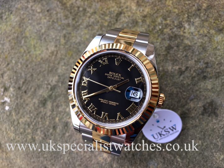 UK Specialist watches have a new model 2017 Rolex Datejust II Steel & 18ct Gold – 41mm with a Black Roman Dial – 116333
