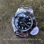 UK Specialist Watches have a rare vintage Rolex Submariner 5513 with the very rare serif dial 1977.