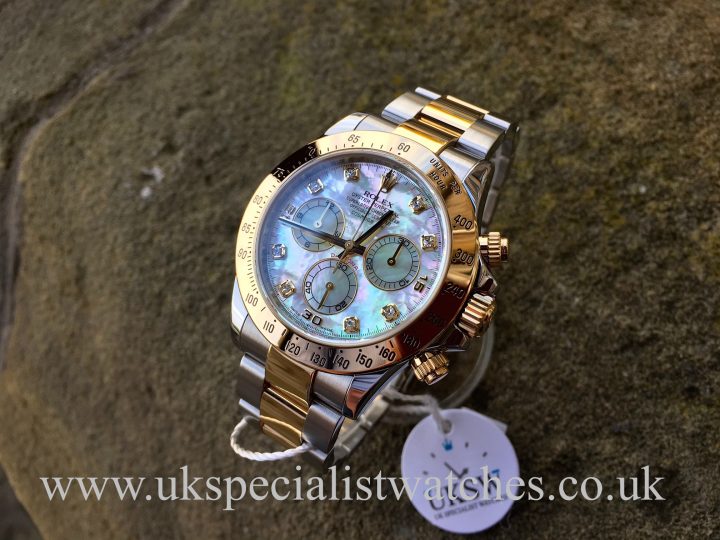 UK Specialist Watches have a factory Mother Of Pearl Diamond Dial Rolex Daytona bi-metal - 116523