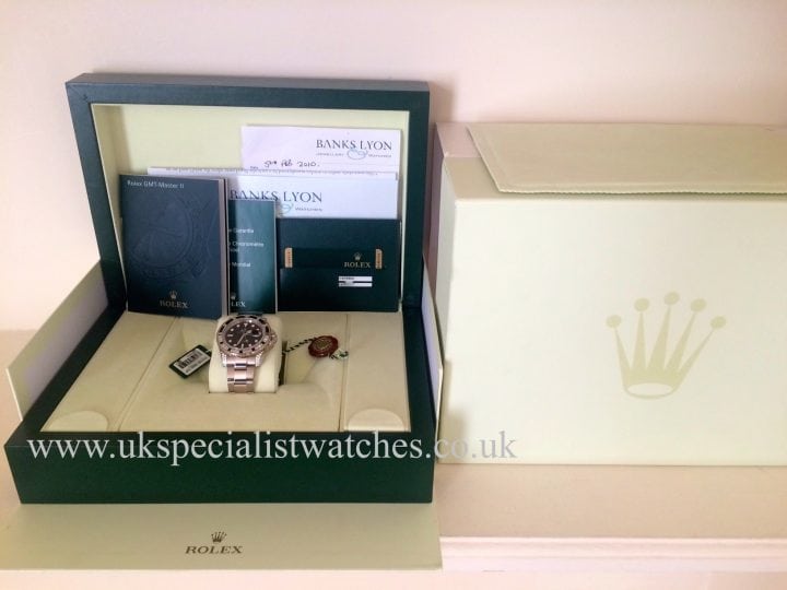 UK Specialist Watches have a absolutely stunning Rolex 116759 SA GMT-Master II White Gold Diamond set