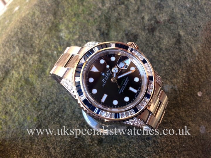 UK Specialist Watches have a absolutely stunning Rolex 116759 SA GMT-Master II White Gold Diamond set