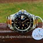 UK Specialist Watches have a rare vintage 1981 Rolex 16753 GMT Master with a Black Gilt Nipple dial .