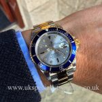 UK Specialist Watches have a rare Rolex submariner 16613 with a rhodium diamond sapphire dial.