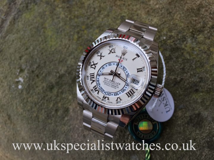 UK Specialist Watches have a 2016 Rolex Sky-Dweller in 18ct White Gold with a white ivory dial - NEW UNUSED 326939