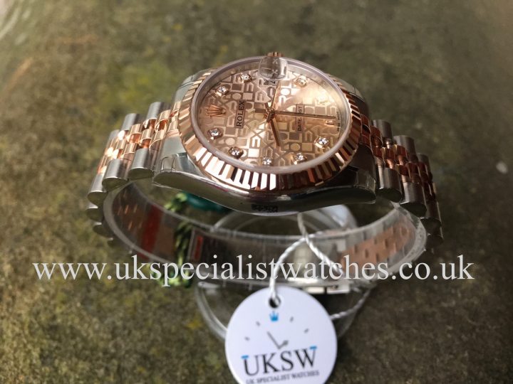 UK Specialist Watches have a new model Rolex Lady Datejust mid-size in stainless steel and rose gold with a pink jubilee diamond dial - 178278