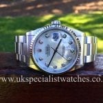 UK Specialist Watches have a gents Rolex Datejust with a factory Mother of Pearl Diamond dot Dial 16234