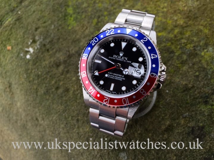 UK Specialist Watches have a highly desireable Rolex GMT Master II Pepsi Bezel 16710