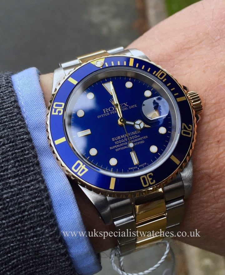 UK Specialist Watches have a Rolex Submariner Date Blue Dial – Steel & Gold 16613