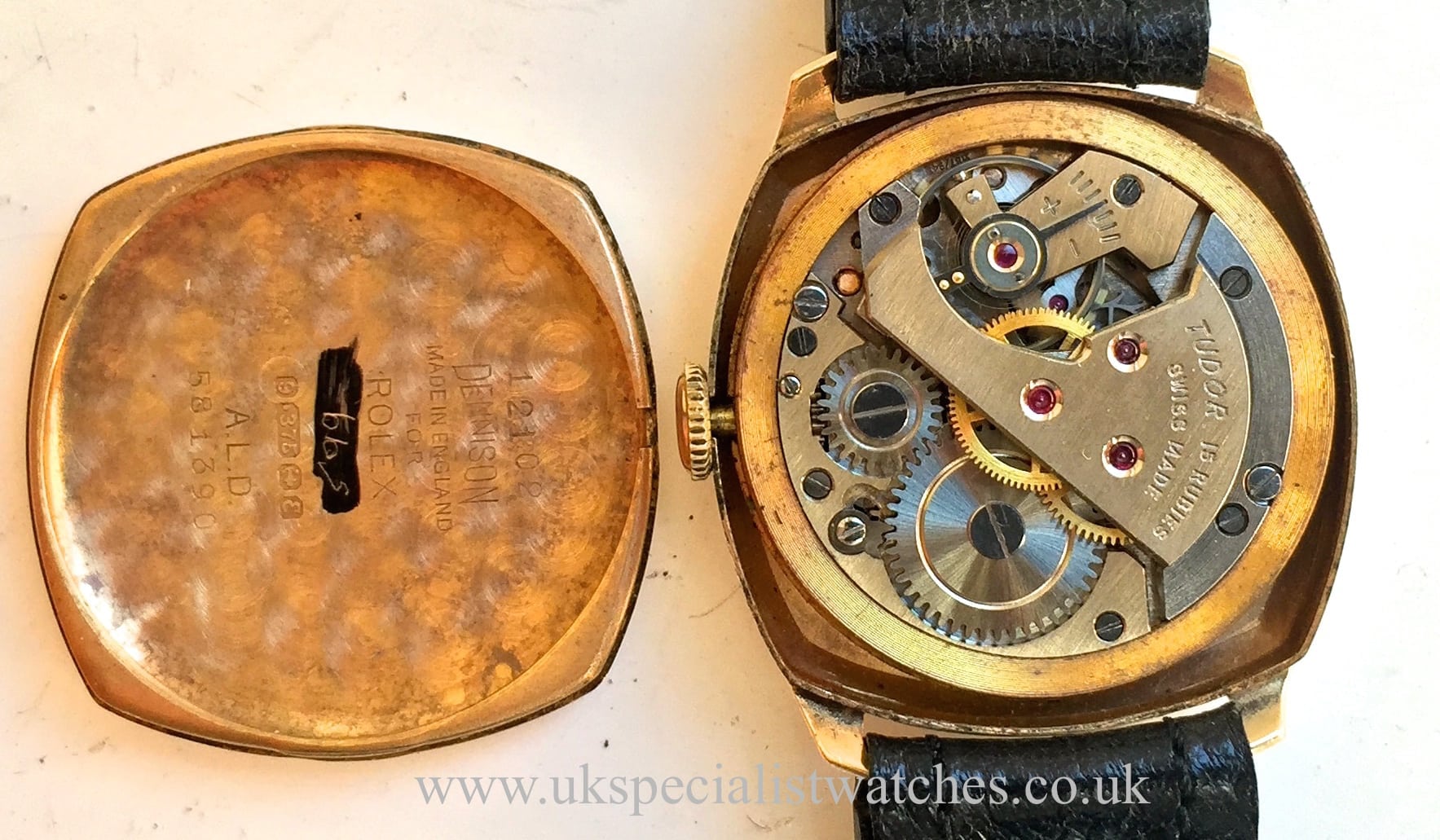 Rolex Tudor Vintage 1940s - 9k Gold cushion case - UK Specialist Watches