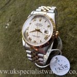 UK Specialist Watches have an immaculate a Rolex DateJust Pearl White Pyramid Dial - 16233