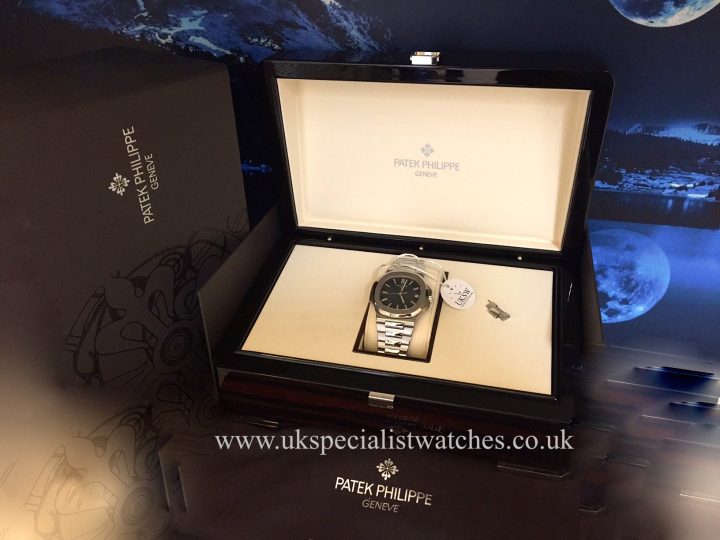 In stock at UK Specialist watches a Patek Philippe Nautilus 5711/1A with a blue dial