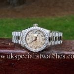 UK Specialist watches have a rare and stunning 18ct White Gold factory diamond set Lady Date Just President