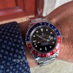 In stock at UK Specialist Watches a mint Rolex GMT Master II Pepsi Bezel 16710 complete full set