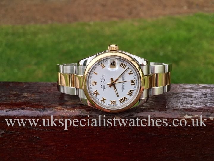 UK Specialist watches have a mid size 31mm Rolex Date Just on a Oyster Bracelet