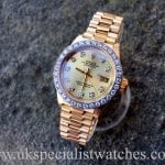 UK Specialist Watches have a totally original Rolex Lady-Date Just President 18ct Gold with factory Diamond Bezel-6917