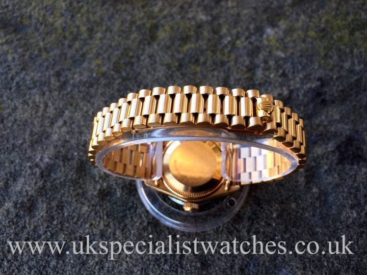 UK Specialist Watches have a totally original Rolex Lady-Date Just President 18ct Gold with factory Diamond Bezel-6917