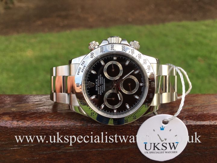 UK Specialist watches have a rare Rolex Daytona Cosmograph with a very rare Black Error Dial – 116520