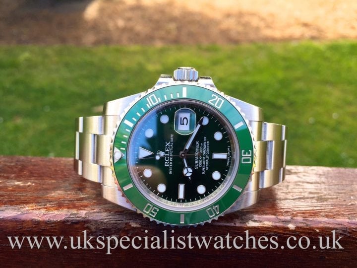 UK Specialist Watches have a new model 2015 Rolex Submariner Hulk with green ceramic bezel 116610LV