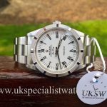 UK Specialist Watches have a stainless steel Rolex AirKing Engine Turned Bezel - White Roman Dial - R14010