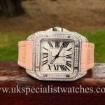 UK Specialist watches have a stunning Cartier Santos 100 fully Diamond set - Mid Size ladies watch - 2878