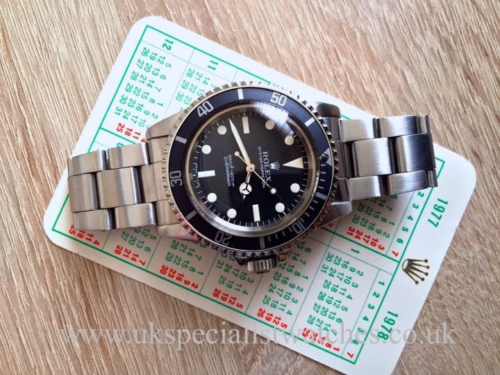 UK Specialist Watches have a extremely rare Rolex Vintage Submariner 5513 -with a rare Pre Comex Dial from December 1977