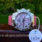 UK Specialist Watches have a rare Rolex Daytona Beach Limited edition in 18ct White Gold with pink mother of pearl dial - 116519