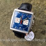 UK Specialist Watches have a Tag Heuer Monaco Chronograph Steve McQueen edition with a blue dial CW2113-0