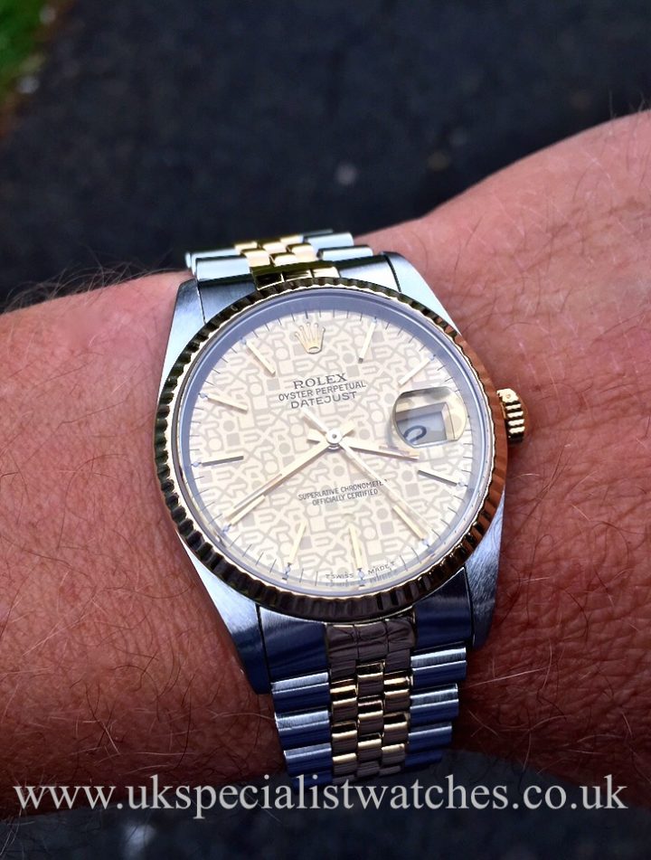 UK Specialist Watches have a lovely Rolex Date-just with rare Jubilee dial - Gents 36mm - 16233