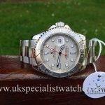 UK Specialist Watches have a full size Rolex Yachtmaster in stainless steel with a platinum bezel 16622