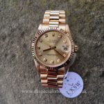 UK Specialist Watches have a full set mid-size 31mm Rolex DateJust in solid 18ct Yellow Gold with a President bracelet complete with box and papers - 78278