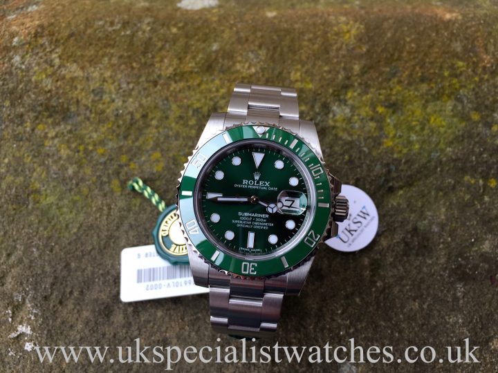 UK Specialist Watches have a new unworn Rolex submariner Hulk 116610LV in stock.