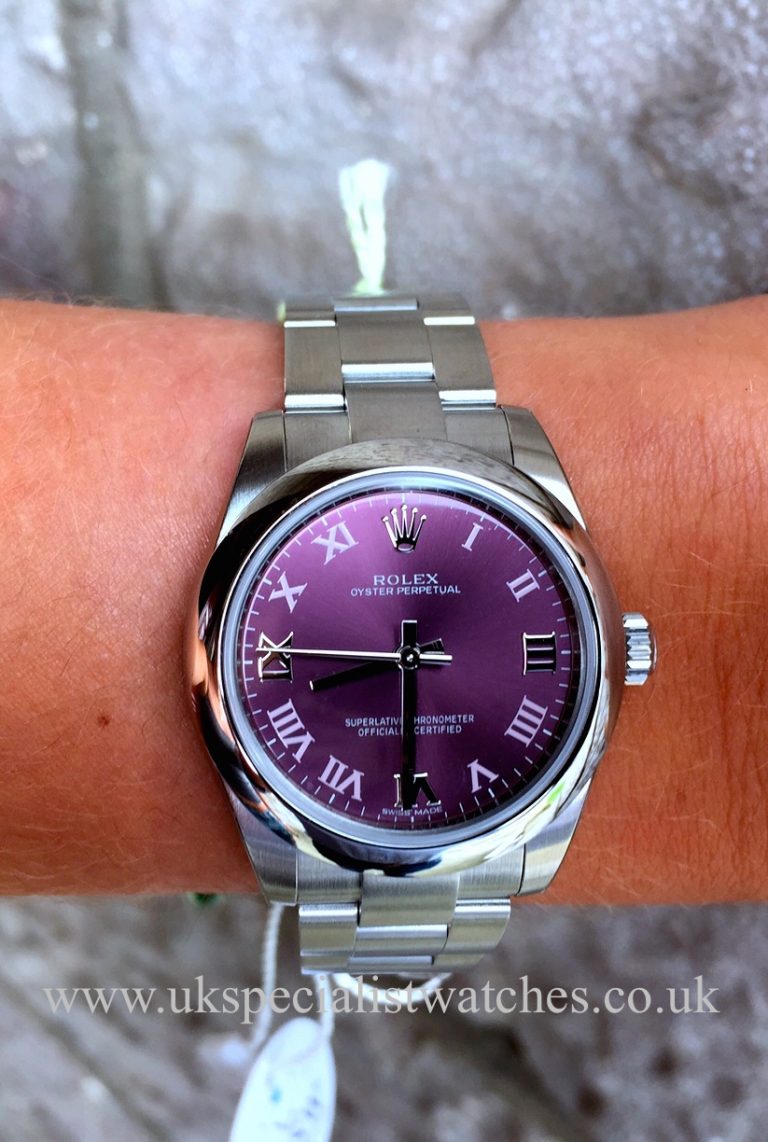 UK Specialist Watches have a brand new stainless steel midsize with a red grape dial - 177200