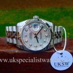 UK Specialist Watches have a brand new unworn Rolex Datejust with a factory diamond mother of pearl dial 116234