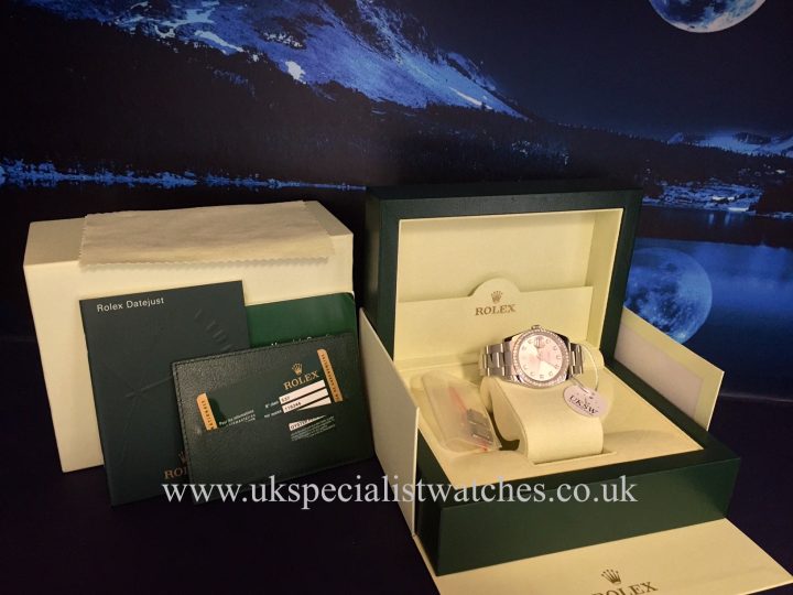 UK Specialist Watches have a Rolex Datejust In stainless steel with a factory diamond bezel and dial 116234