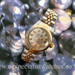UK Specialist Watches have a 26mm Rolex Datejust bi-metal with a diamond mother of pearl dial.