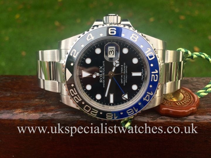 New Unused 2014 Rolex GMT-Master II -116710BLNR Blue Black Bruiser at UK Specialist watches