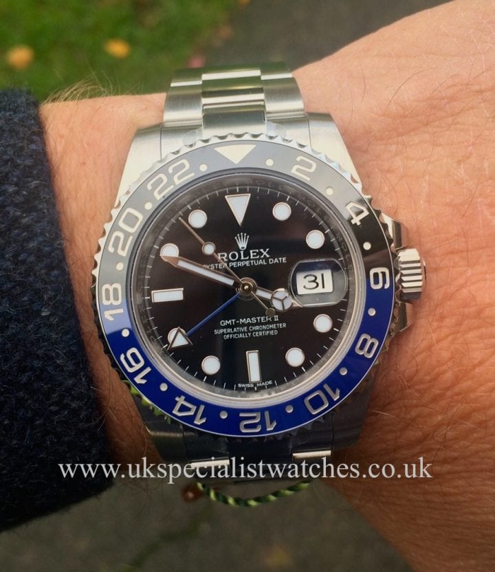 New Unused 2014 Rolex GMT-Master II -116710BLNR Blue Black Bruiser at UK Specialist watches