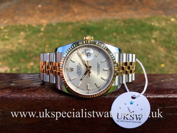 UK Specialist Watches have a 36mm Gents Rolex Datejust steel & 18ct yellow gold - 116233