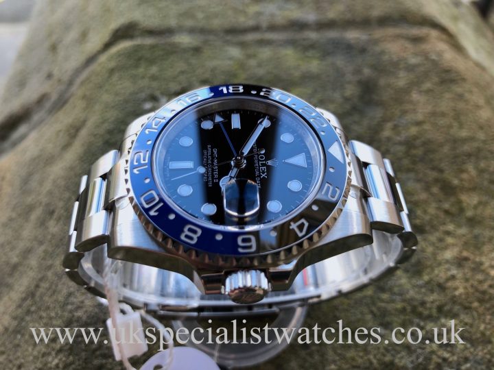 UK Specialist Watches have a Rolex GMT-Master 116710BLNR Blue Black Batman – Bruiser – UNWORN