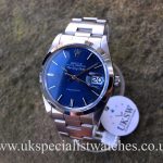 UK Specialist Watches have a Rare Rolex Air-King date 5700 with a blue dial, complete with box and papers.